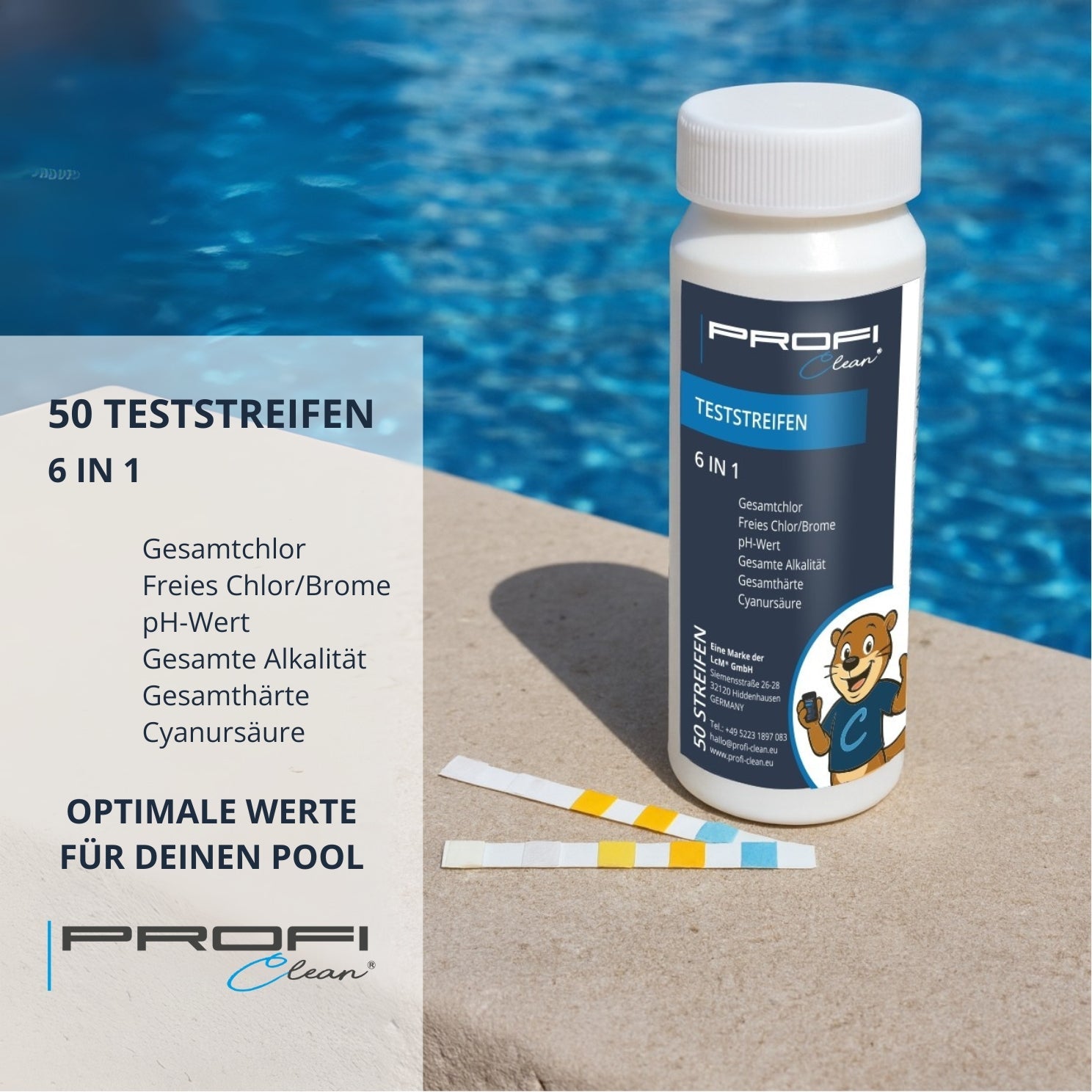 50 Stück 6-in-1 Pool Teststreifen Chlor pH-Wert Alkalinität und mehr