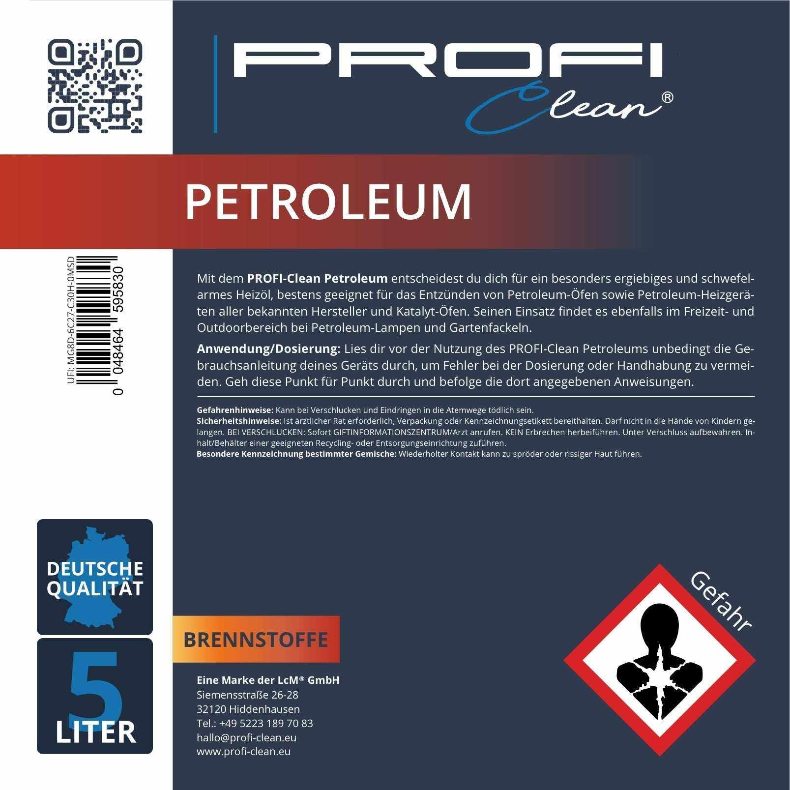 Petroleum Heizöl schwefelarm Etikett