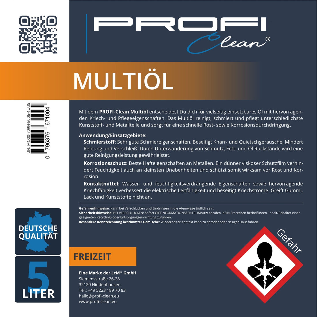 Multifunktionsöl 3 in 1 - Reinigung, Pflege & Schutz Etikett