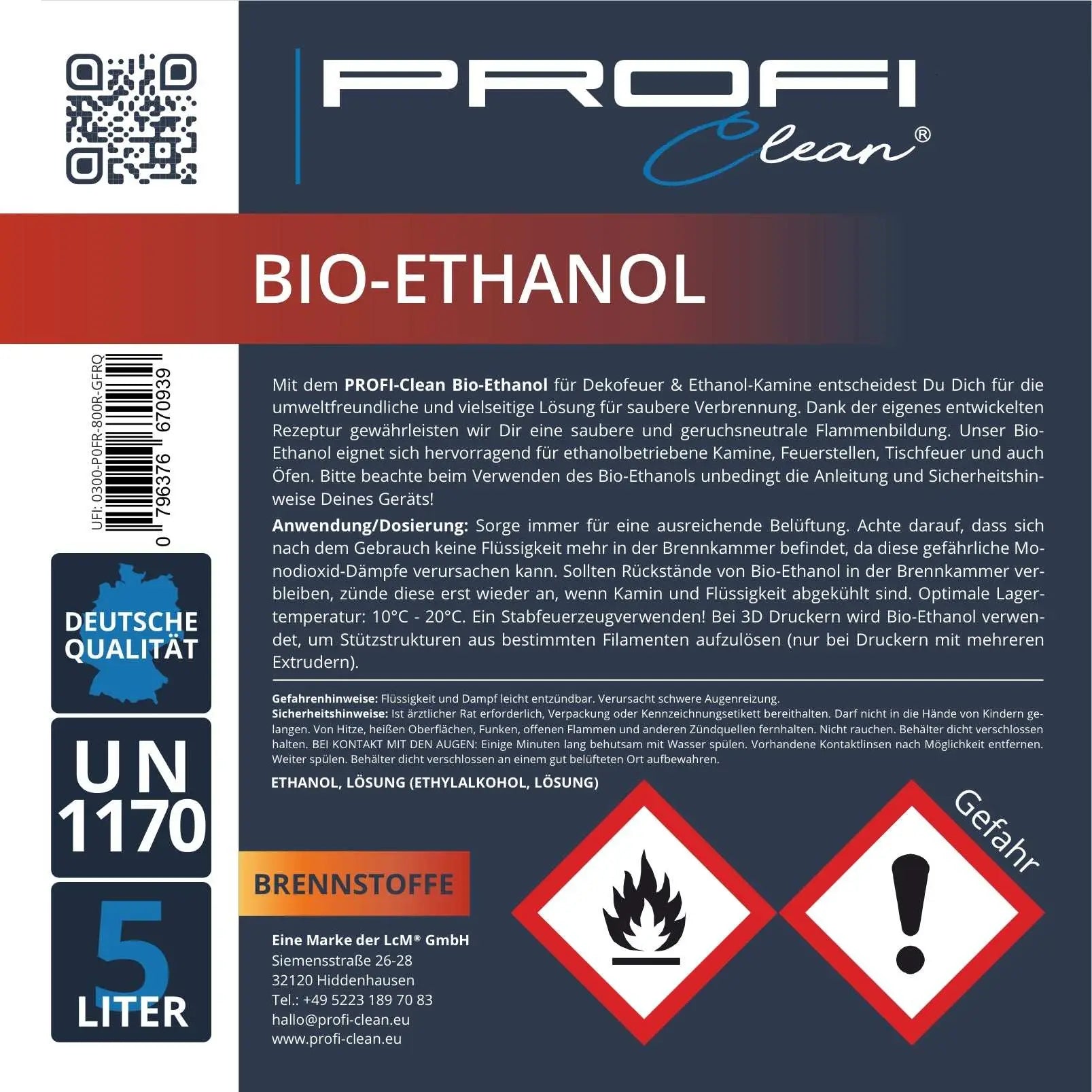 Bio-Ethanol 96,6% Brennflüssigkeit Etikett