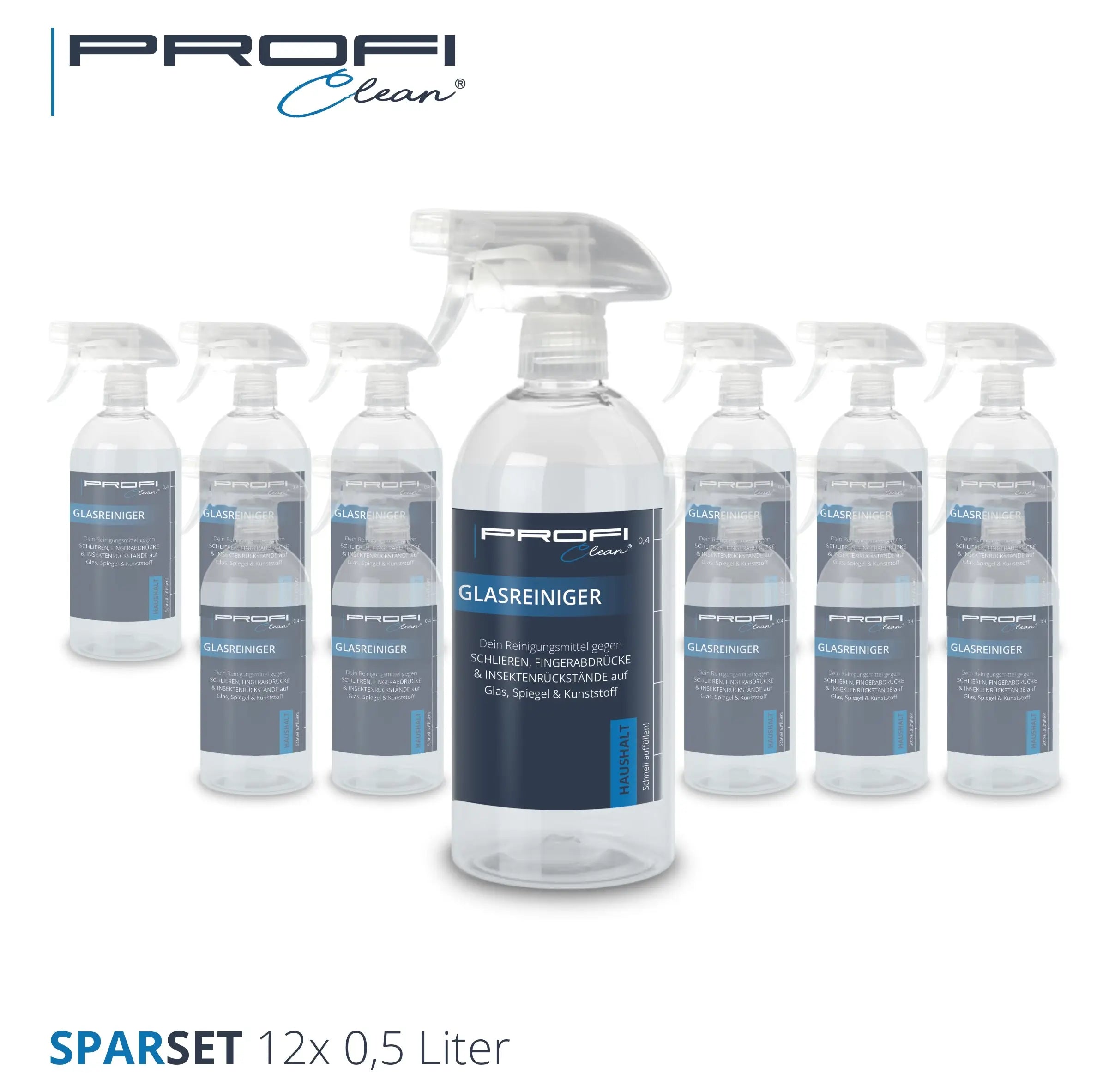 Glasreiniger Spray gebrauchsfertig streifenfrei - 12 x 0.5 Liter