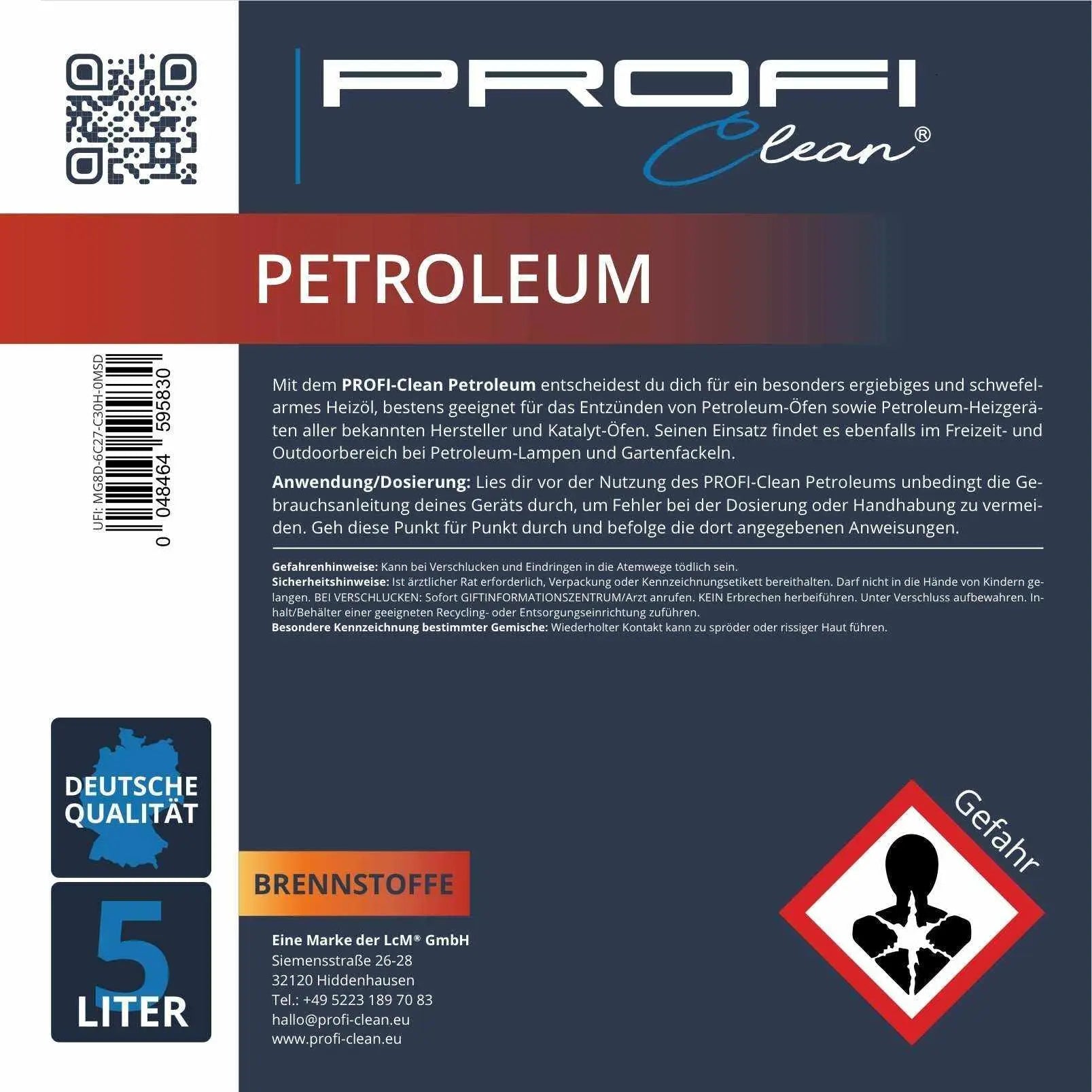 Petroleum Heizöl schwefelarm Etikett