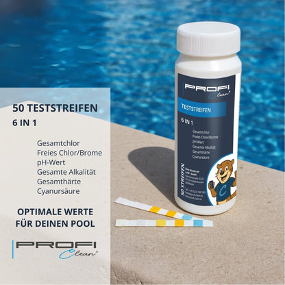 50 Stück 6-in-1 Pool Teststreifen Chlor, pH-Wert, Alkalinität und mehr