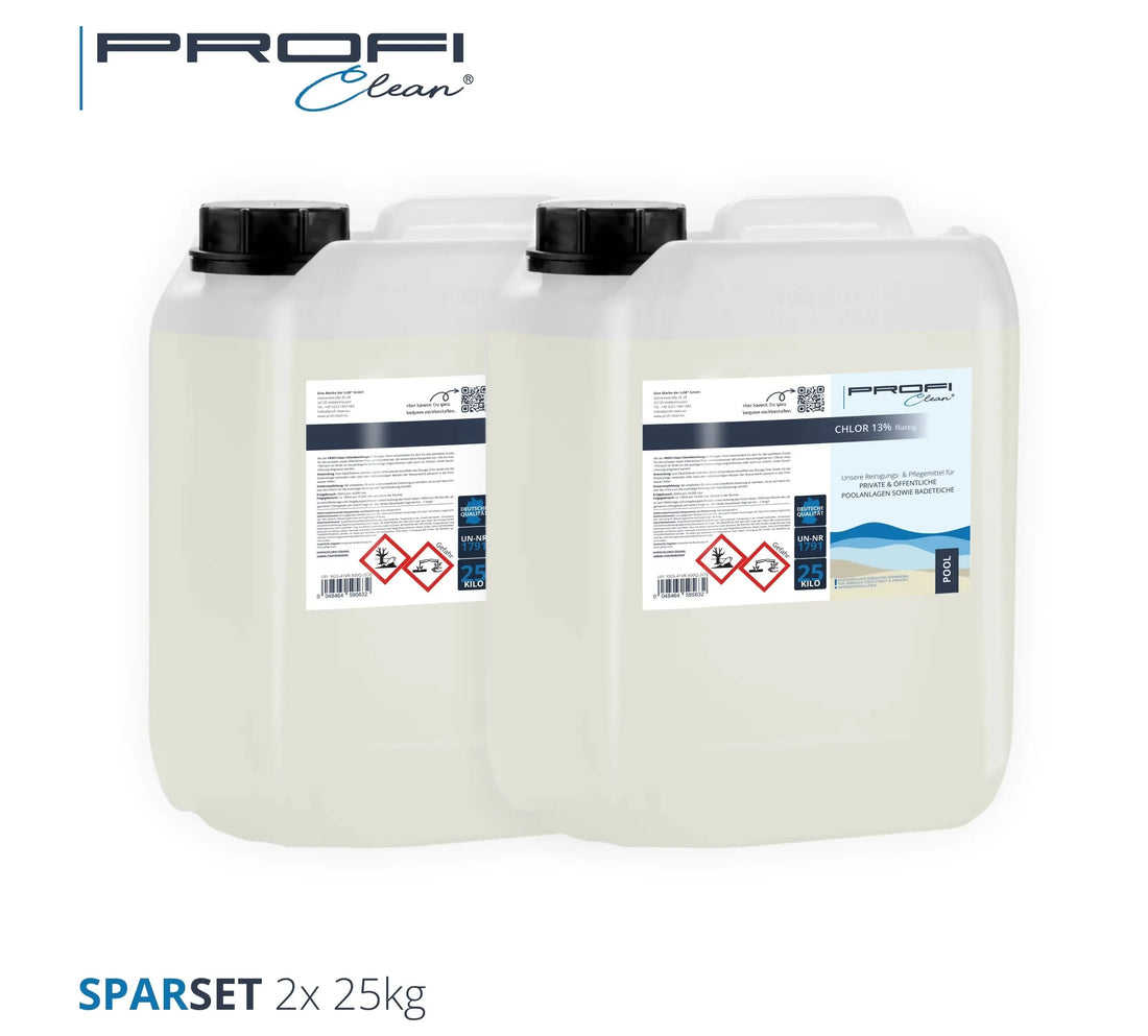Chlorreiniger 13 % – Effektive Desinfektion Poolreinigung &amp; Schimmelentfernung - 2 x 25 kg