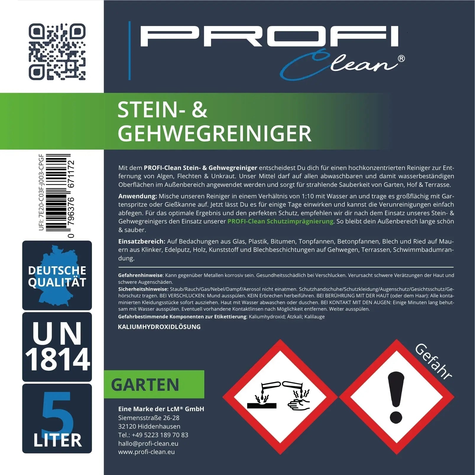 Gehwegreiniger Intensivreinigungsmittel für Außenanlagen Etikett