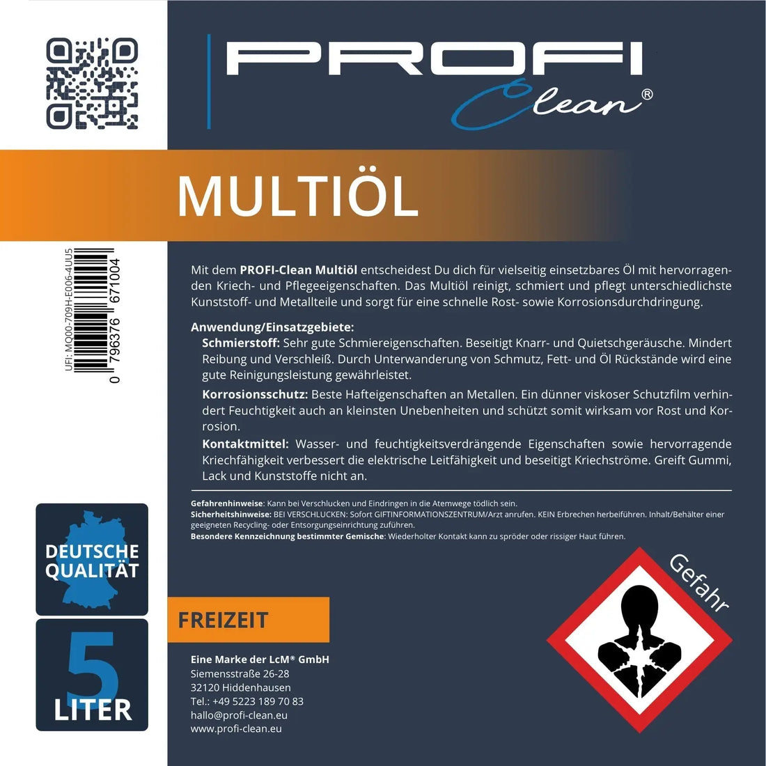 Multifunktionsöl 3 in 1 - Reinigung, Pflege &amp; Schutz Etikett