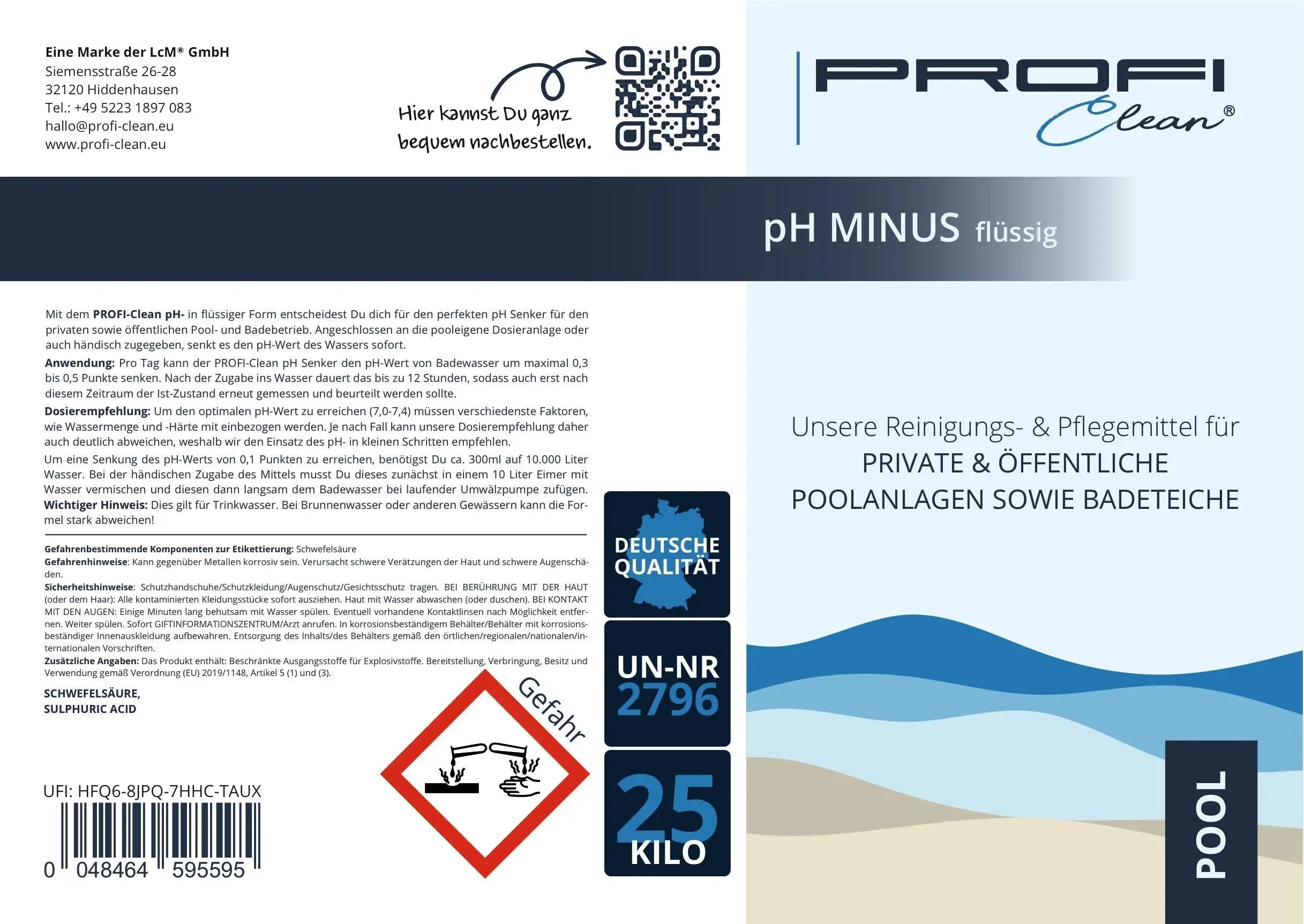 Perfekte Poolpflege: Chlorreiniger &amp; pH-Minus Flüssig Etikett ph-