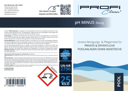 Perfekte Poolpflege: Chlorreiniger &amp; pH-Minus Flüssig Etikett ph-